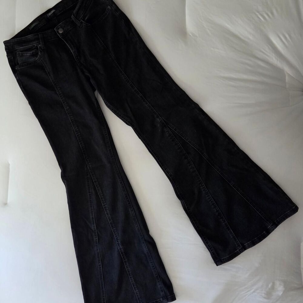 Wild Fable Washed Black High Rise Flare Bell Bottom Jeans size 12